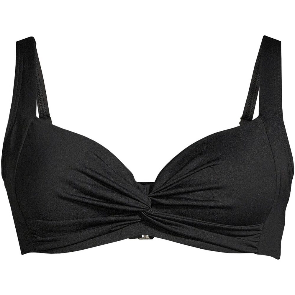Lands' End Women's 4, 2-10 LONG Black Twist Front Underwire Bikini Swimsuit Top‎